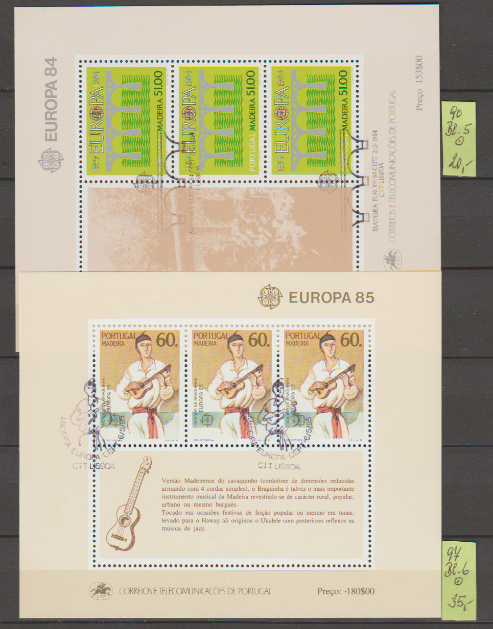 3769 Portugalsko, 5 ks aršíků,  o